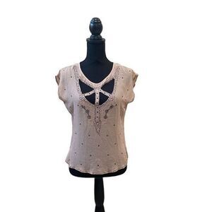 Catherine Malandrino, Size M, Embellished, Peak a Boo Sleeveless Top